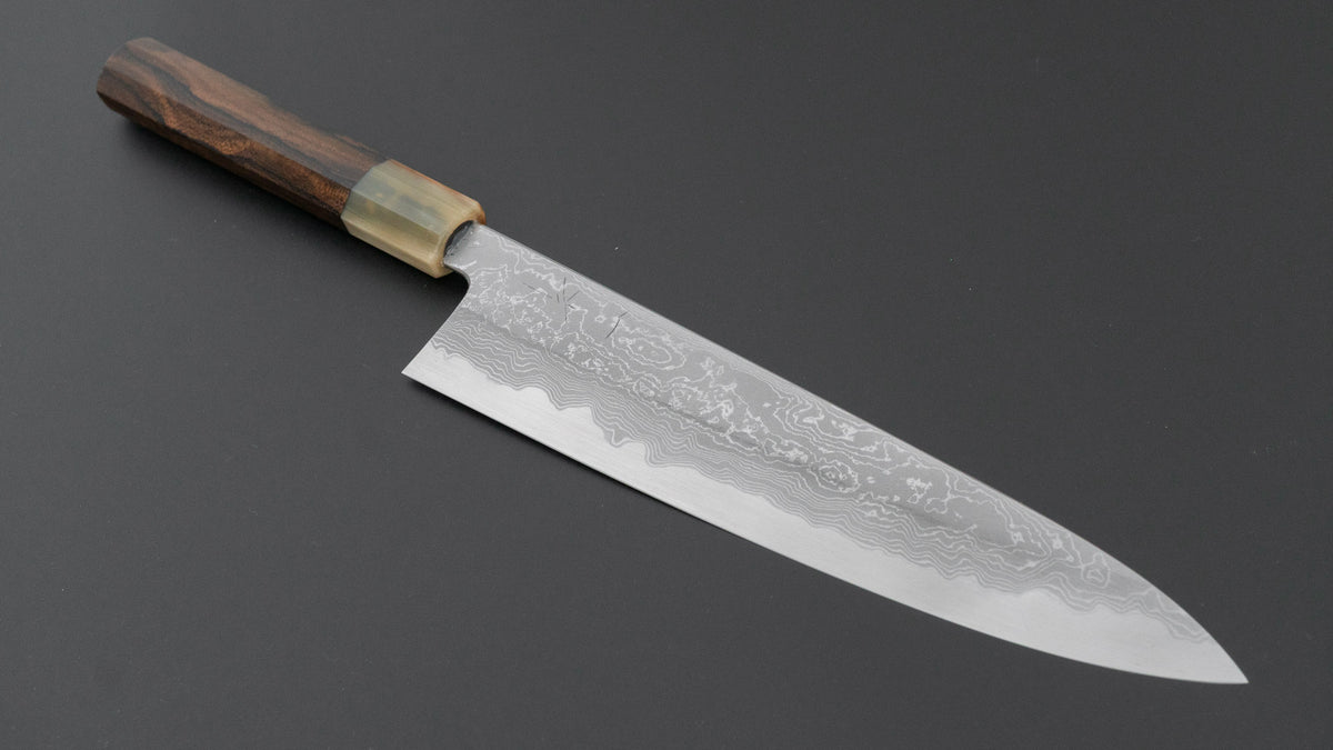 Hitohira Tanaka Kyuzo Blue #1 Damascus Gyuto 240mm Ziricote Handle