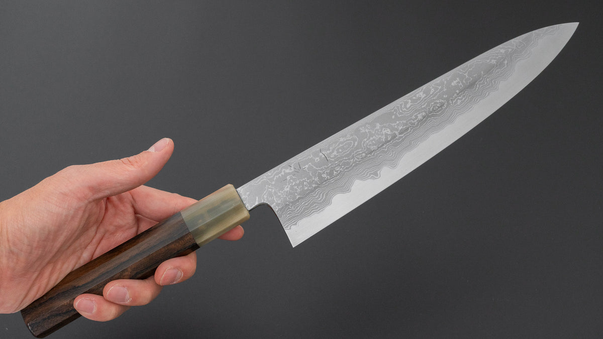 Hitohira Tanaka Kyuzo Blue #1 Damascus Gyuto 240mm Ziricote Handle