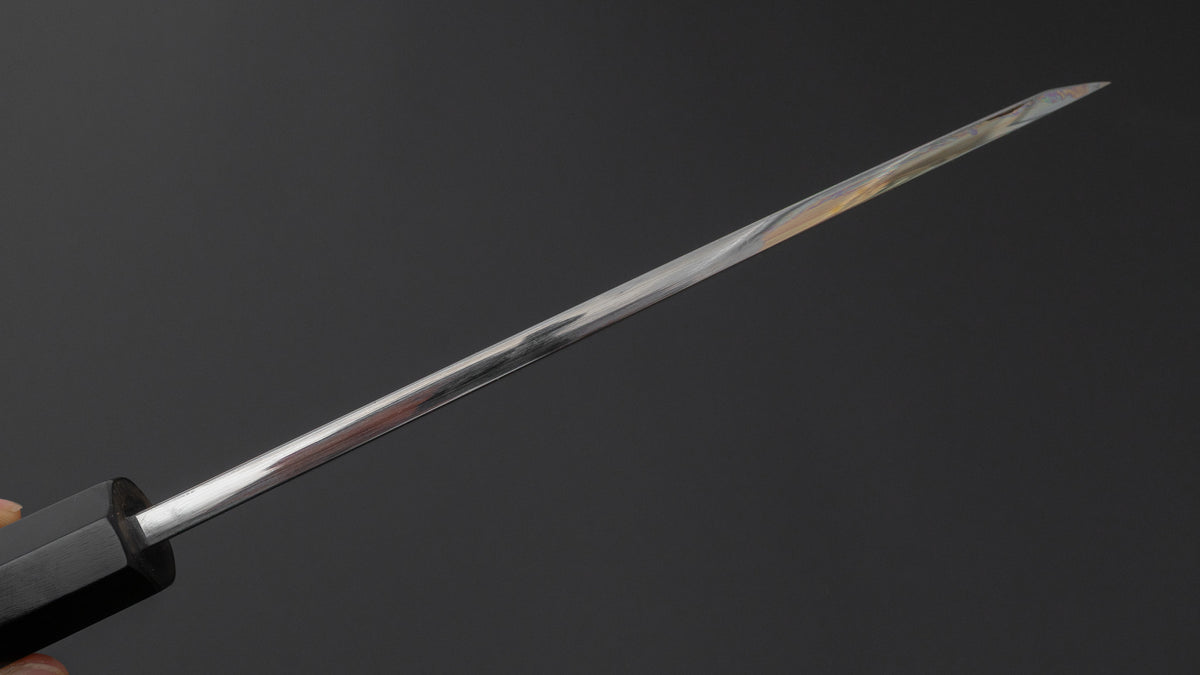Hitohira Togashi White #2 Mizu Honyaki Left-Handed Deba 180mm Taihei Makassar Ebony Handle (#166/ Saya)
