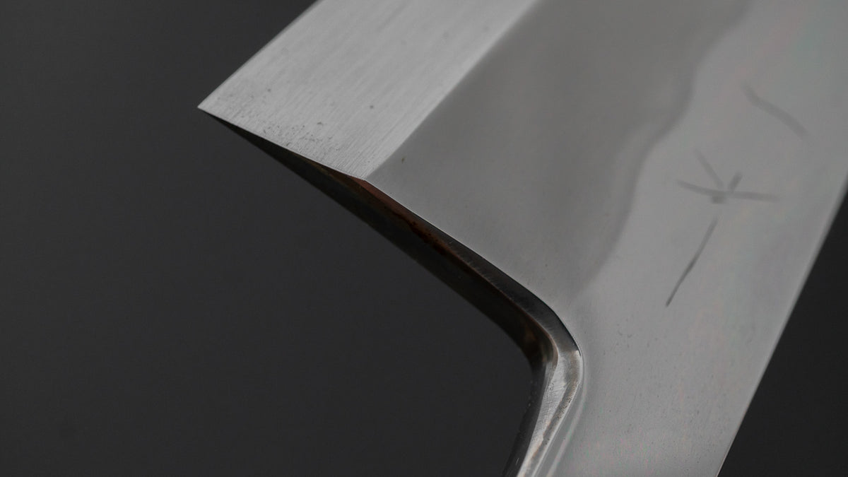 Hitohira Togashi White #2 Mizu Honyaki Left-Handed Deba 180mm Taihei Makassar Ebony Handle (#166/ Saya)