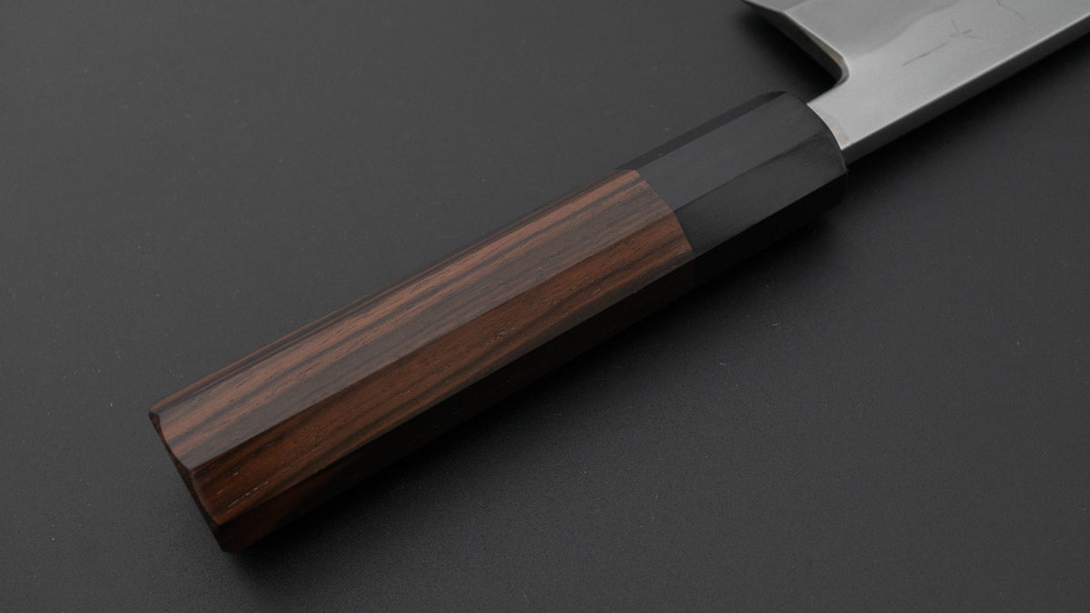Hitohira Togashi White #2 Mizu Honyaki Left-Handed Deba 180mm Taihei Makassar Ebony Handle (#166/ Saya)