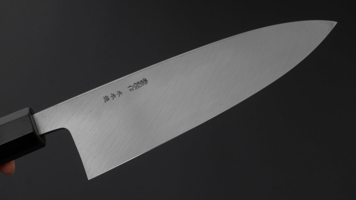 Hitohira Togashi White #2 Mizu Honyaki Left-Handed Deba 180mm Taihei Makassar Ebony Handle (#167/ Saya)