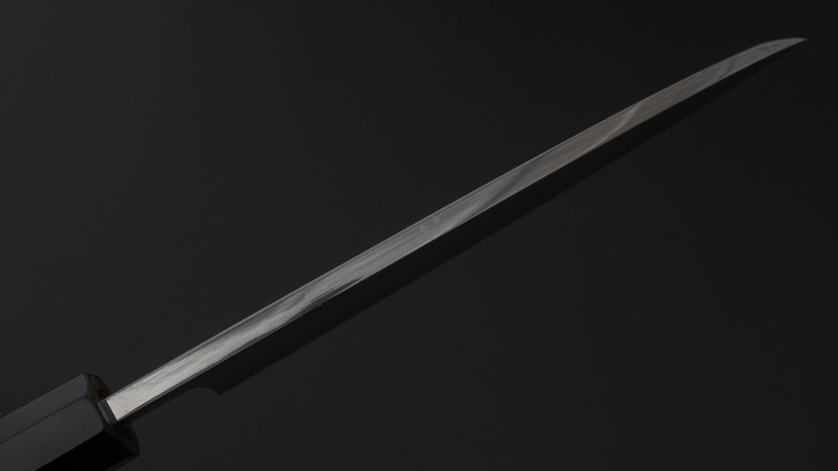 Hitohira Togashi White #2 Mizu Honyaki Left-Handed Deba 180mm Taihei Makassar Ebony Handle (#167/ Saya)