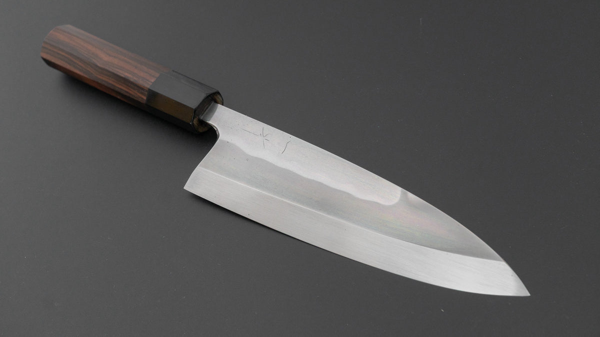 Hitohira Togashi White #1 Notaremon Mizu Honyaki Deba 180mm Taihei Makassar Ebony Handle (#197/ Saya)