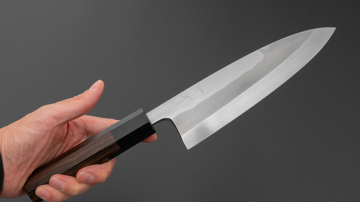 Hitohira Togashi White #1 Notaremon Mizu Honyaki Deba 180mm Taihei Makassar Ebony Handle (#197/ Saya)