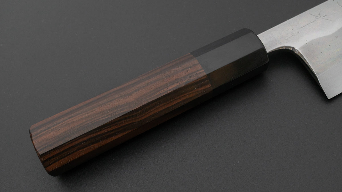 Hitohira Togashi White #1 Notaremon Mizu Honyaki Deba 180mm Taihei Makassar Ebony Handle (#197/ Saya)