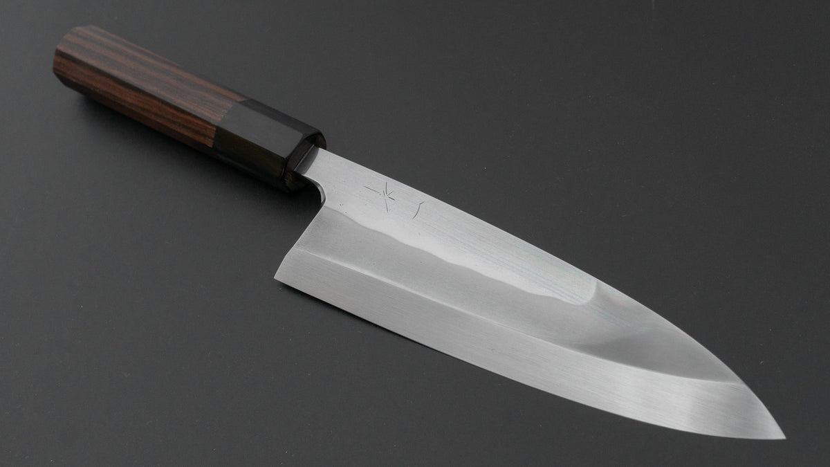 Hitohira Togashi White #1 Notaremon Mizu Honyaki Deba 180mm Taihei Makassar Ebony Handle (#198/ Saya)