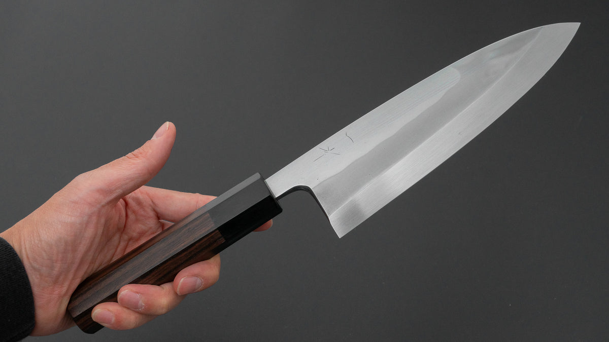 Hitohira Togashi White #1 Notaremon Mizu Honyaki Deba 180mm Taihei Makassar Ebony Handle (#198/ Saya)