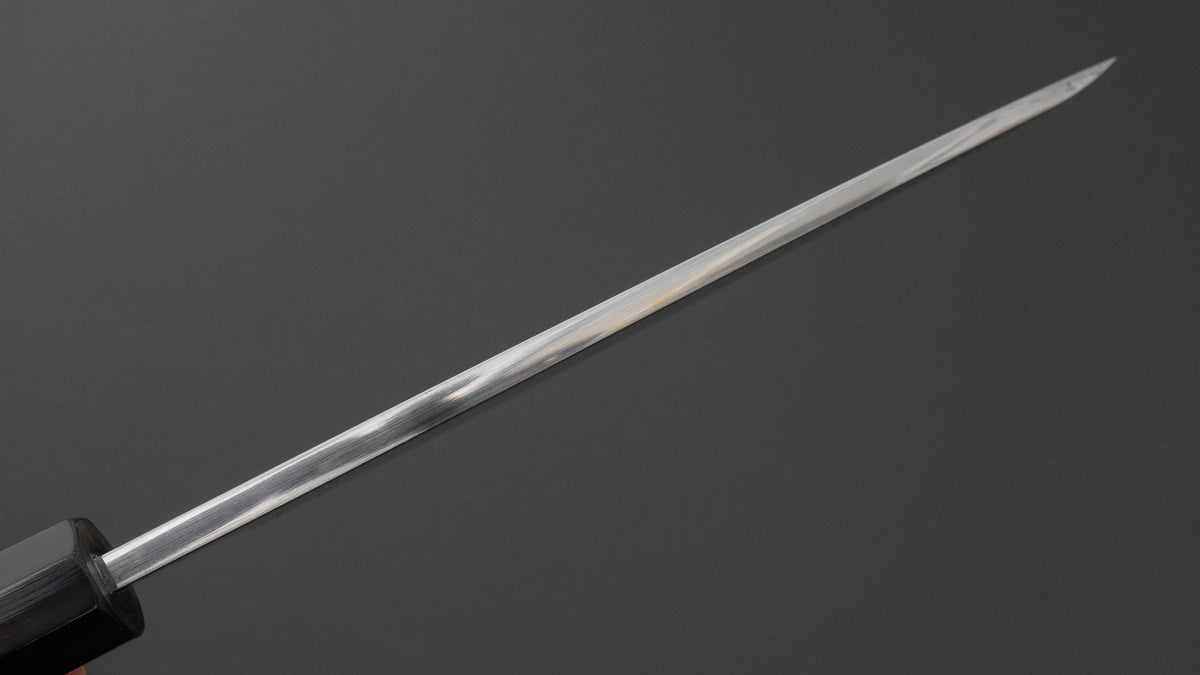 Hitohira Togashi White #1 Notaremon Mizu Honyaki Deba 180mm Taihei Makassar Ebony Handle (#198/ Saya)