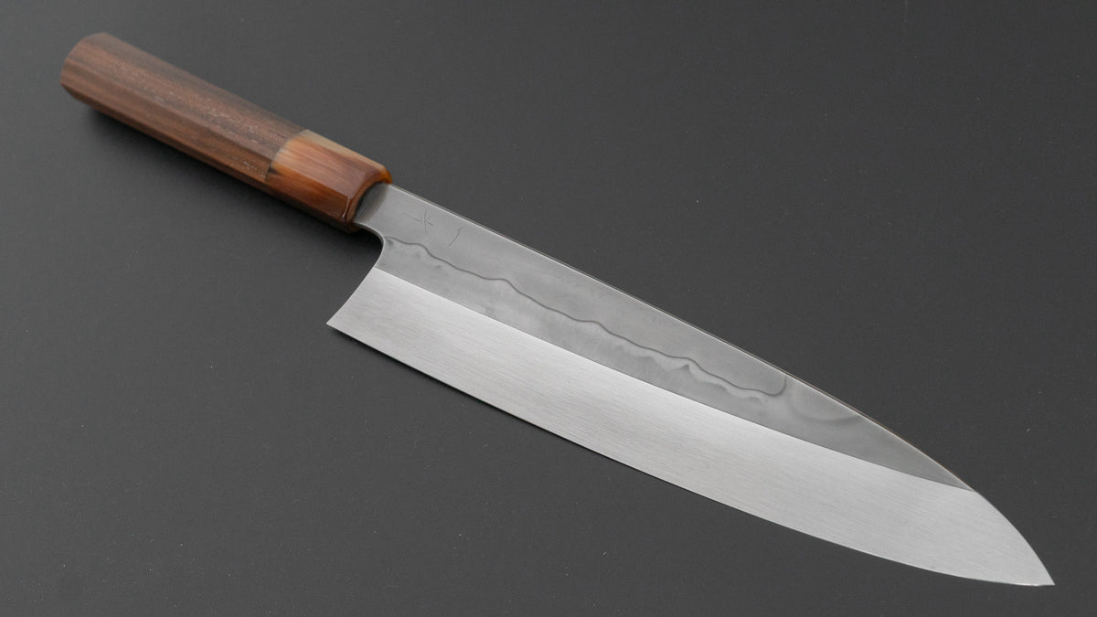 Hitohira Togashi White #1 Sanbonsugi Mizu Honyaki Gyuto 240mm Taihei Makassar Ebony Handle (#199/ Saya)