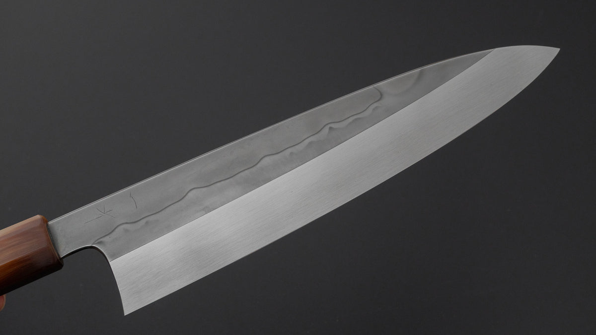 Hitohira Togashi White #1 Sanbonsugi Mizu Honyaki Gyuto 240mm Taihei Makassar Ebony Handle (#199/ Saya)