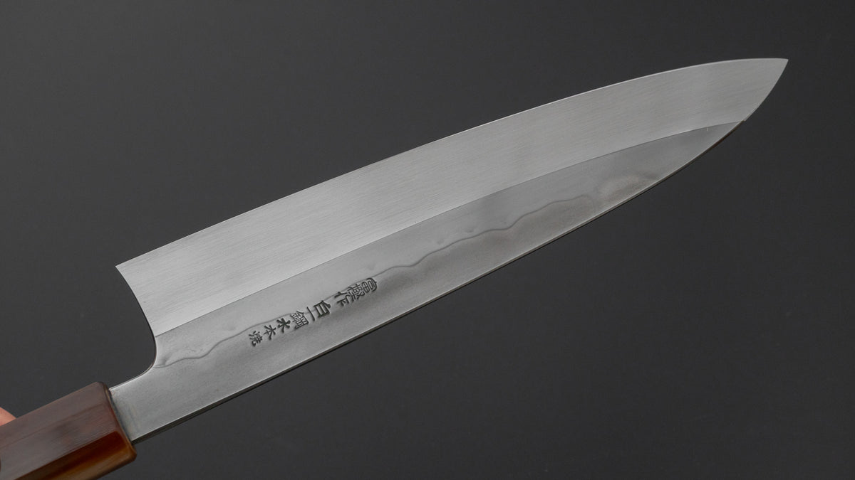 Hitohira Togashi White #1 Sanbonsugi Mizu Honyaki Gyuto 240mm Taihei Makassar Ebony Handle (#199/ Saya)