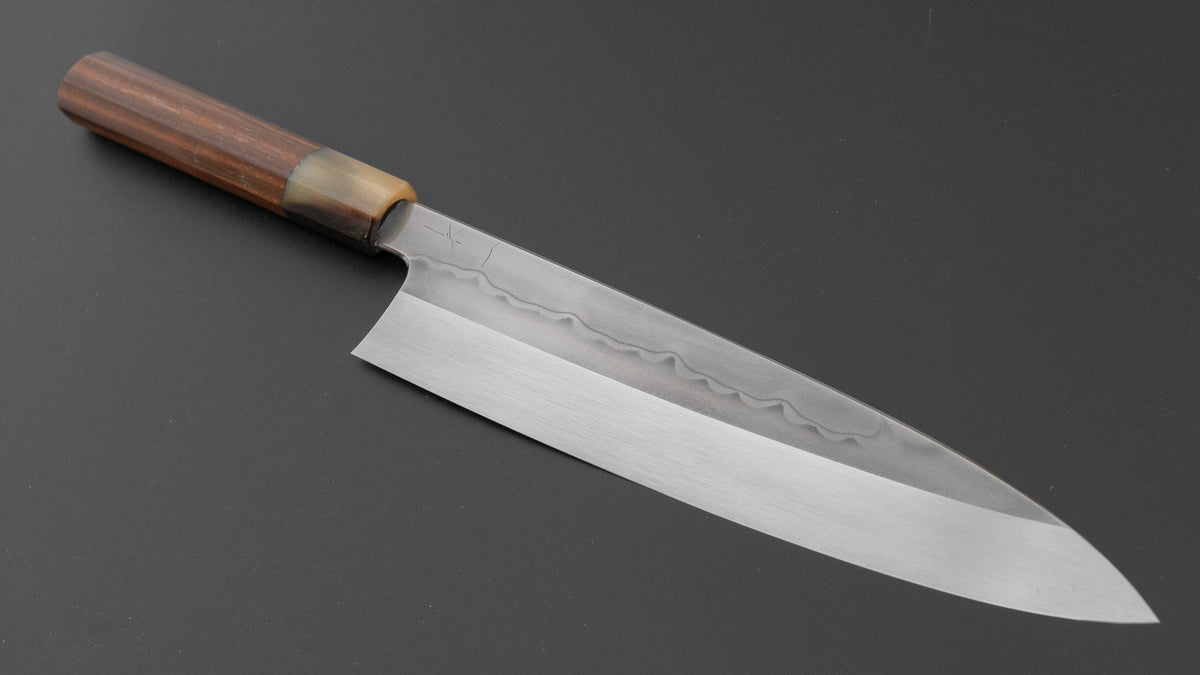 Hitohira Togashi White #1 Sanbonsugi Mizu Honyaki Gyuto 240mm Taihei Makassar Ebony Handle (#200/ Saya)