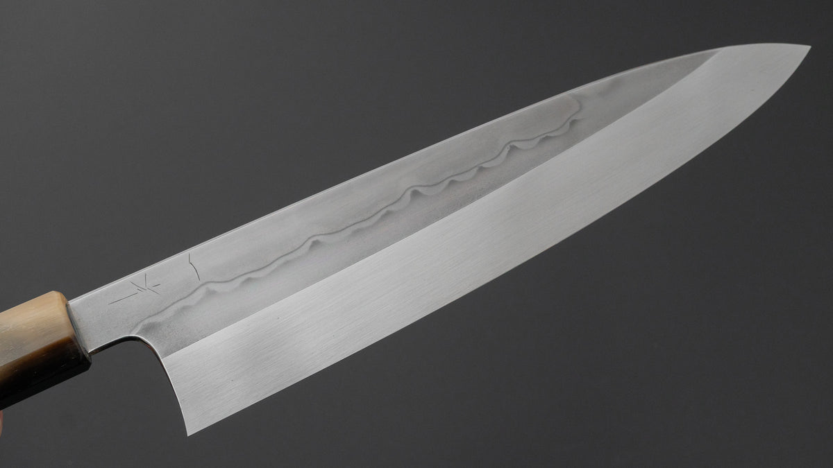 Hitohira Togashi White #1 Sanbonsugi Mizu Honyaki Gyuto 240mm Taihei Makassar Ebony Handle (#200/ Saya)
