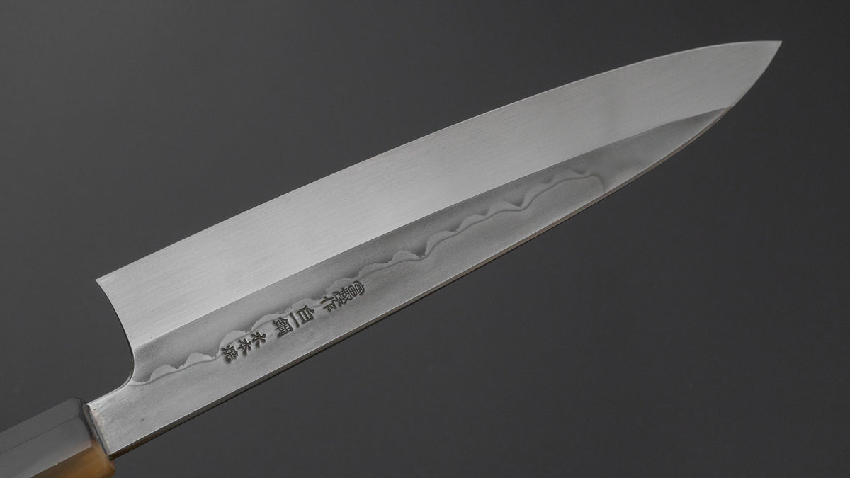 Hitohira Togashi White #1 Sanbonsugi Mizu Honyaki Gyuto 240mm Taihei Makassar Ebony Handle (#200/ Saya)