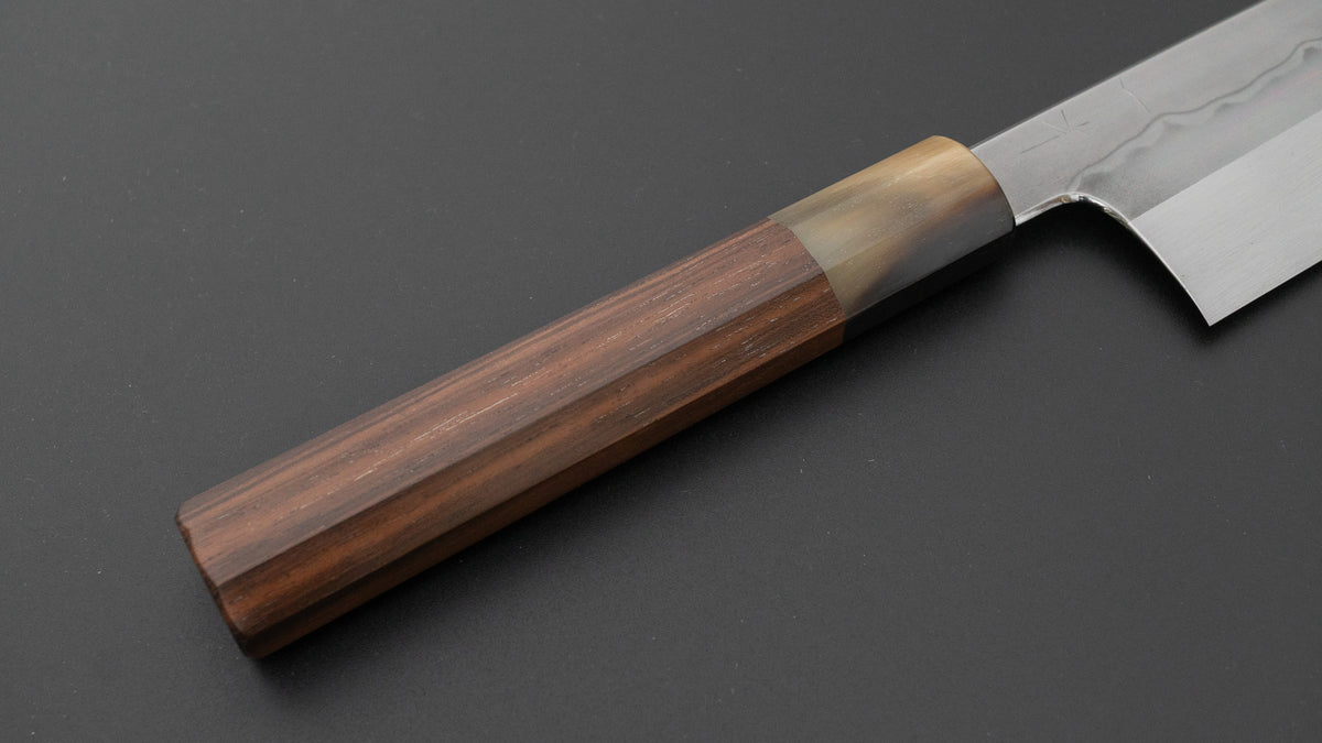 Hitohira Togashi White #1 Sanbonsugi Mizu Honyaki Gyuto 240mm Taihei Makassar Ebony Handle (#200/ Saya)