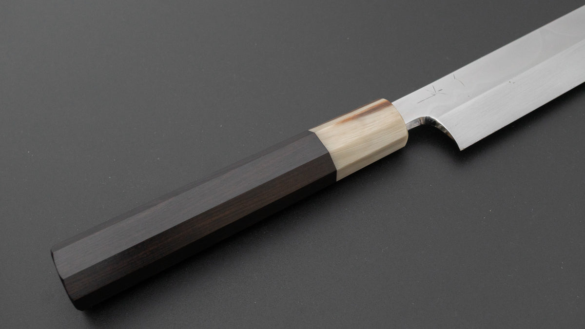 Hitohira Togashi White #2 Fuji Mizu Honyaki Yanagi Sakimaru 300mm Ebony Handle (Old Stock)