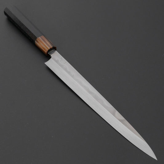 ひとひら 富士 水本焼 白二鋼 ふぐ引き 240mm 黒檀柄