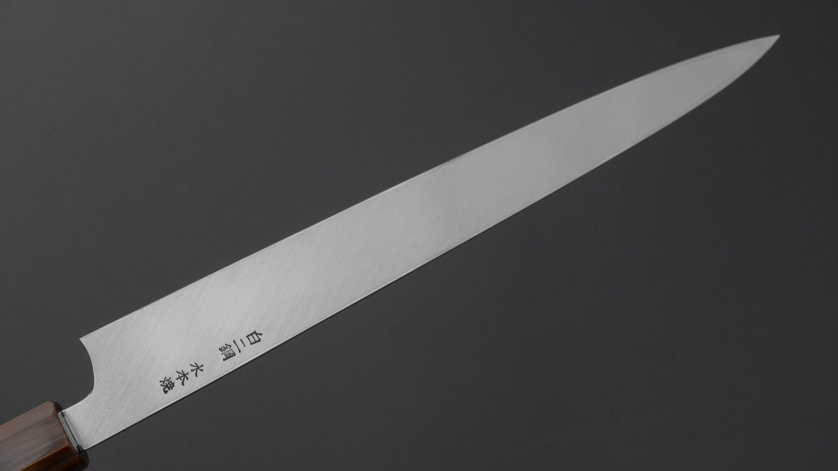 Hitohira Togashi White #2 Mizu Honyaki Fugubiki 240mm Ebony Handle (Old Stock)