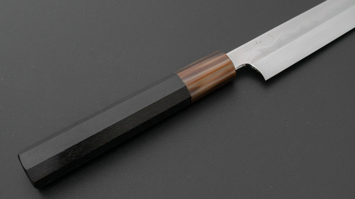 Hitohira Togashi White #2 Mizu Honyaki Fugubiki 240mm Ebony Handle (Old Stock)