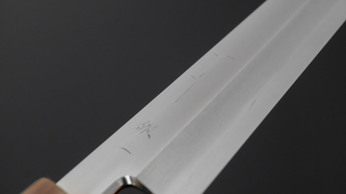 Hitohira Nakagawa Katsushiro Mirror Polished Silver #3 Kiritsuke Yanagiba 300mm Ebony Handle (Saya)