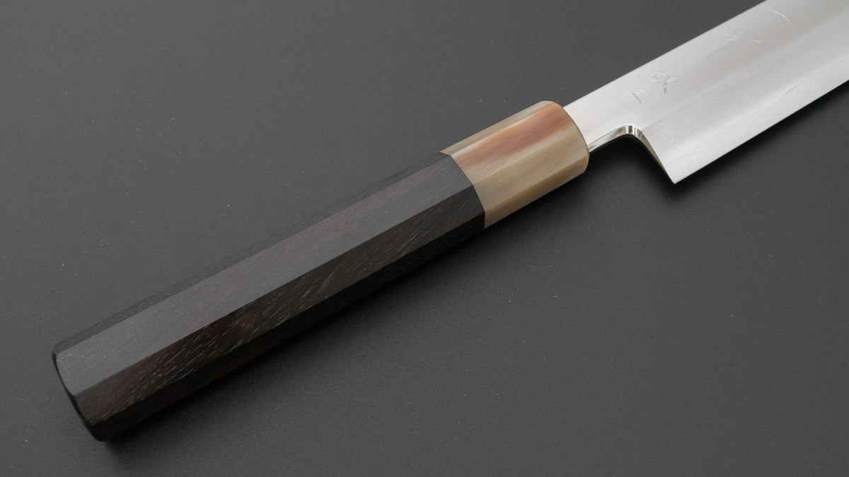 Hitohira Nakagawa Katsushiro Mirror Polished Silver #3 Kiritsuke Yanagiba 300mm Ebony Handle (Saya)