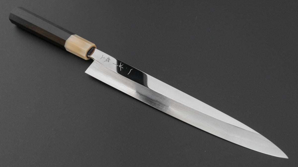 Hitohira Nakagawa Katsushiro Mirror Polished Silver #3 Yanagiba 240mm Ebony Handle (Saya)