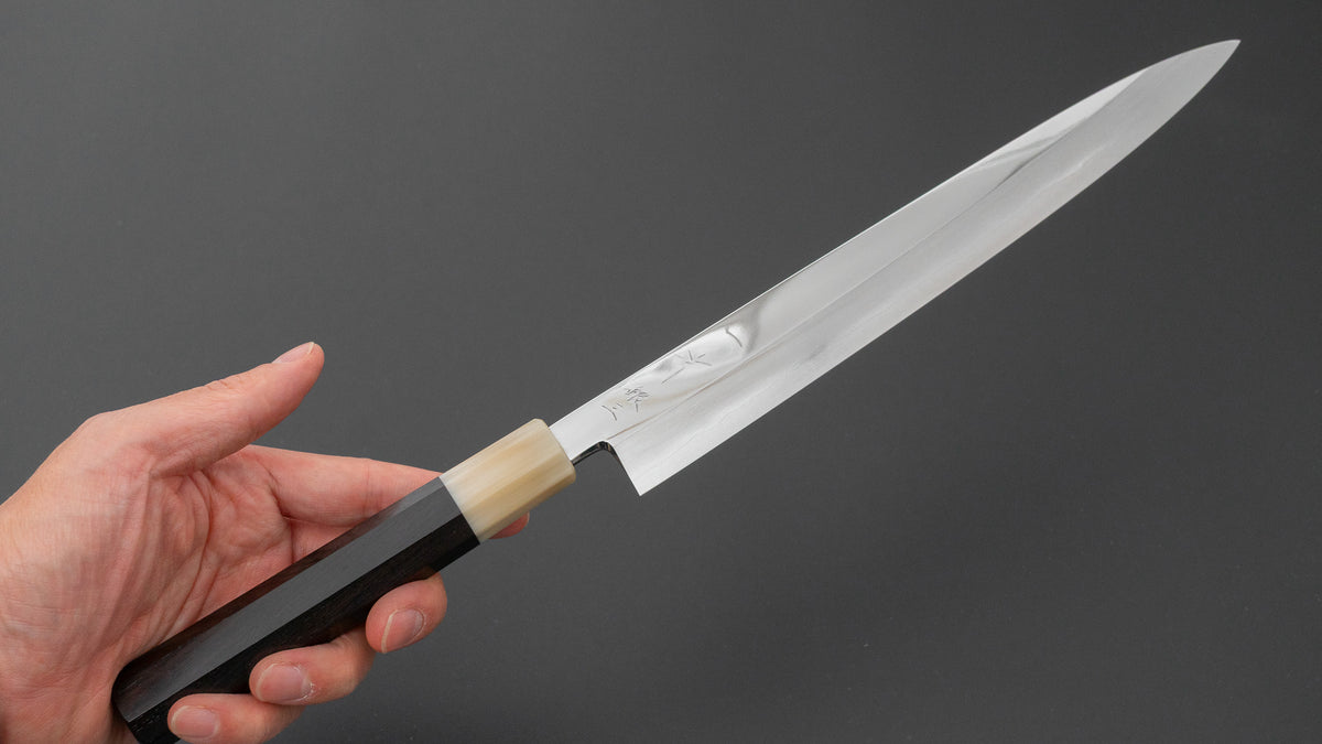 Hitohira Nakagawa Katsushiro Mirror Polished Silver #3 Yanagiba 240mm Ebony Handle (Saya)