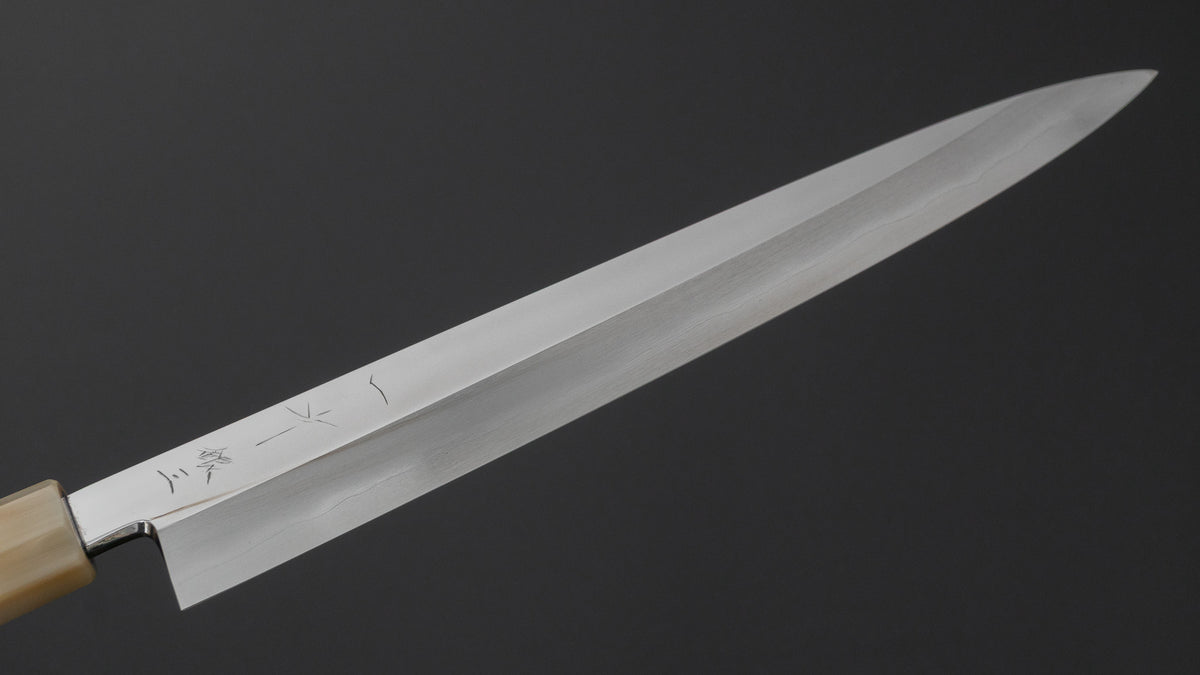 Hitohira Nakagawa Katsushiro Mirror Polished Silver #3 Yanagiba 240mm Ebony Handle (Saya)