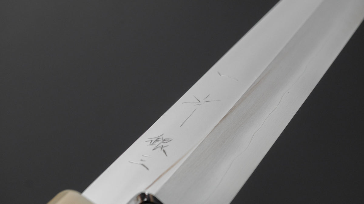 Hitohira Nakagawa Katsushiro Mirror Polished Silver #3 Yanagiba 240mm Ebony Handle (Saya)
