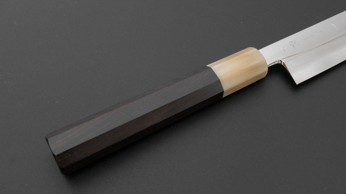 Hitohira Nakagawa Katsushiro Mirror Polished Silver #3 Yanagiba 240mm Ebony Handle (Saya)