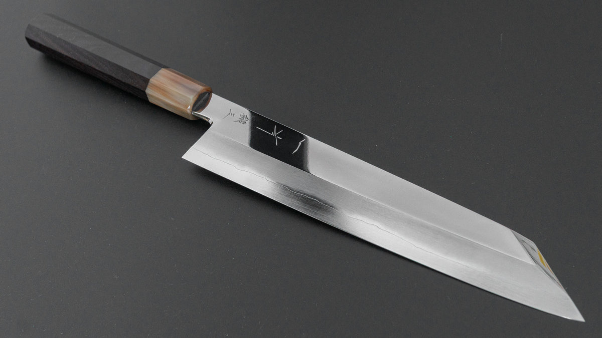 ひとひら 中川 勝四郎 鏡面 銀三 切付 240mm 黒檀柄