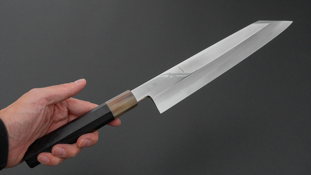 ひとひら 中川 勝四郎 鏡面 銀三 切付 240mm 黒檀柄