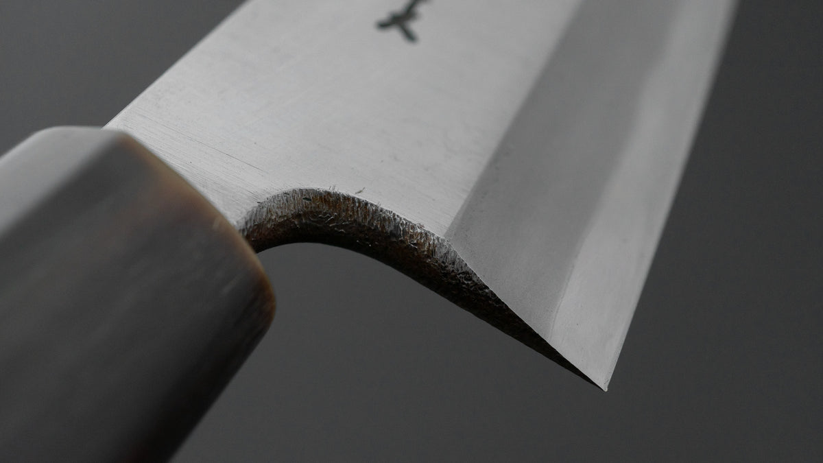二唐刃物鍛造所 よし久 霞 出刃 165mm 朴柄