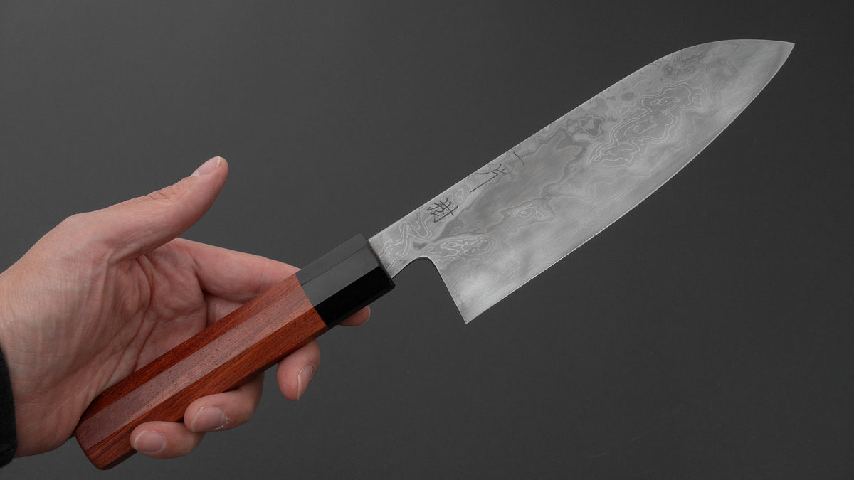 ひとひら 二唐鍛造 直樹 青二 積層 三徳 180mm 花梨柄