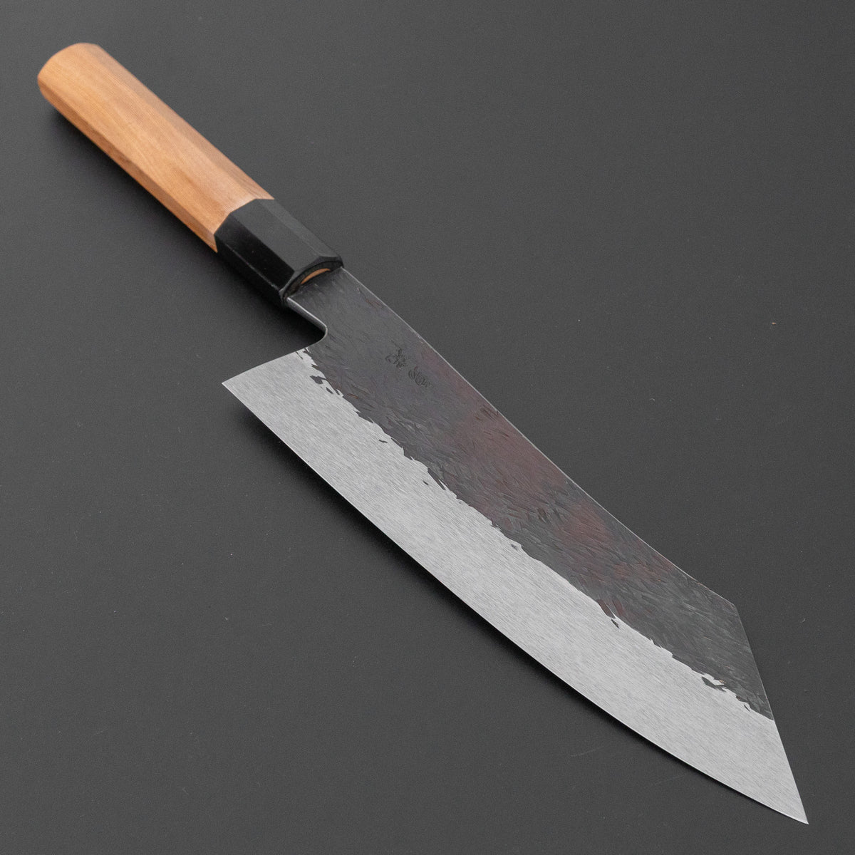 安倍勇光打ち刃物 白一鋼 ステンレス 黒打 切付牛刀 210mm 屋久杉柄