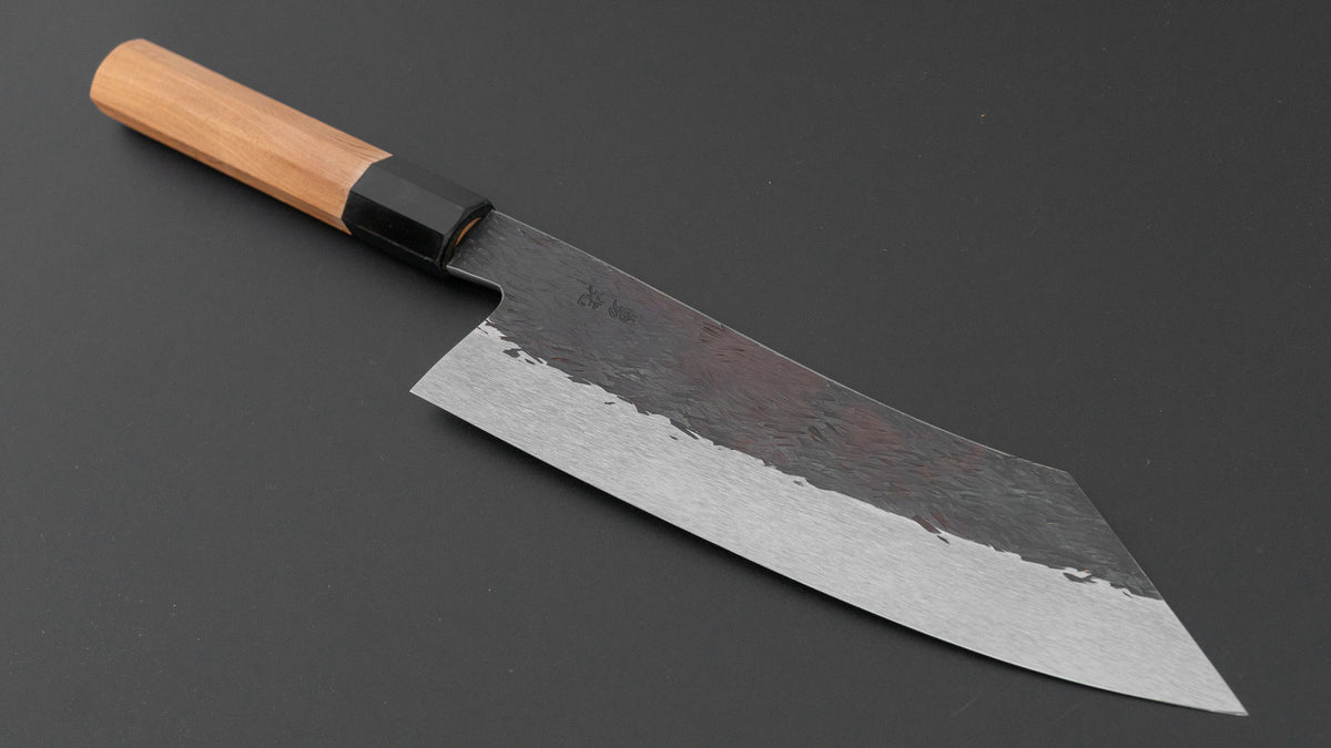 安倍勇光打ち刃物 白一鋼 ステンレス 黒打 切付牛刀 210mm 屋久杉柄