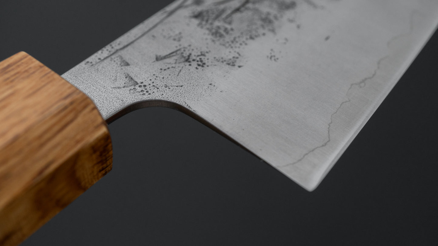 Hitohira Futana SLD Nashiji Gyuto 210mm Oak Handle