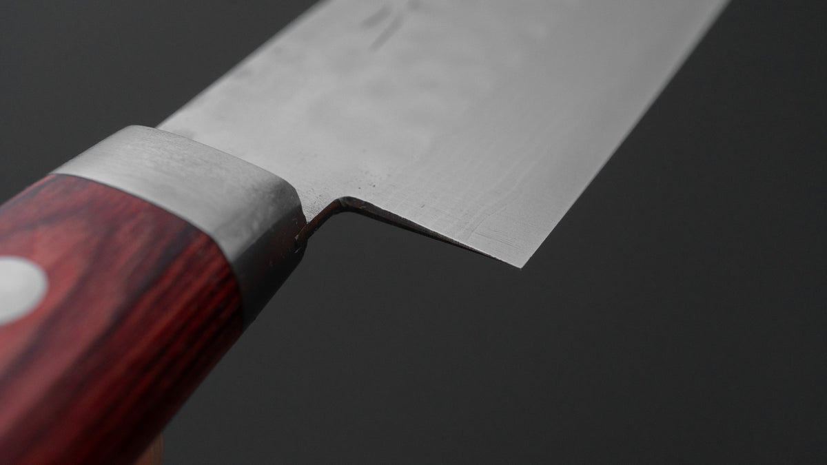Hitohira NM V10 Tsuchime Damascus Nakiri 130mm Wine Pakka Handle