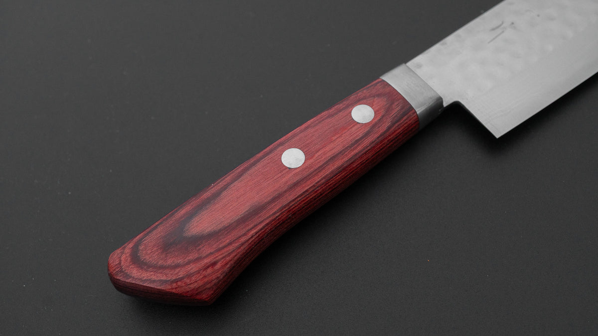 Hitohira NM V10 Tsuchime Damascus Nakiri 130mm Wine Pakka Handle