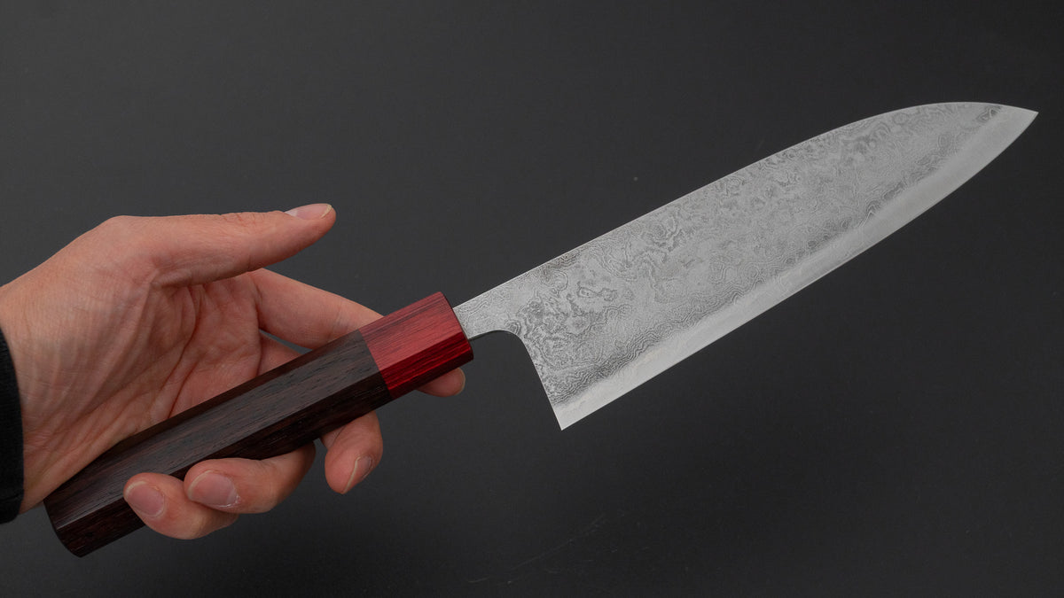 工藤刃物鍛造所 V金10号 積層 三徳 180mm 紫檀柄