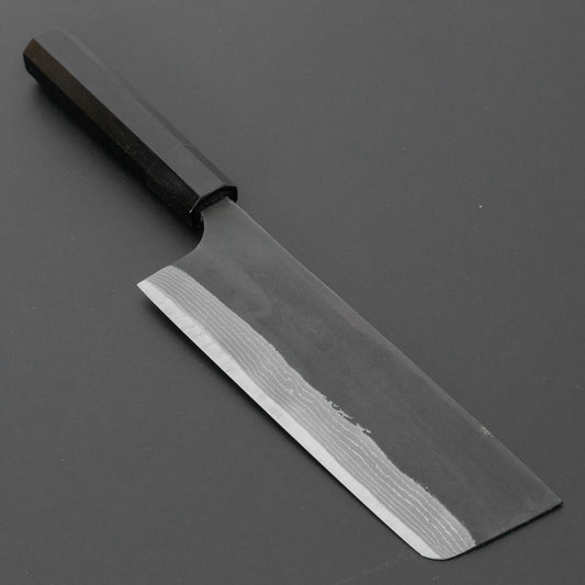 Kajibei Kurouchi Blue #2 Damascus Nakiri Ebony Handle