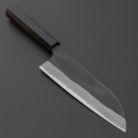 Kajibei Kurouchi Blue #2 Damascus Santoku Ebony Handle