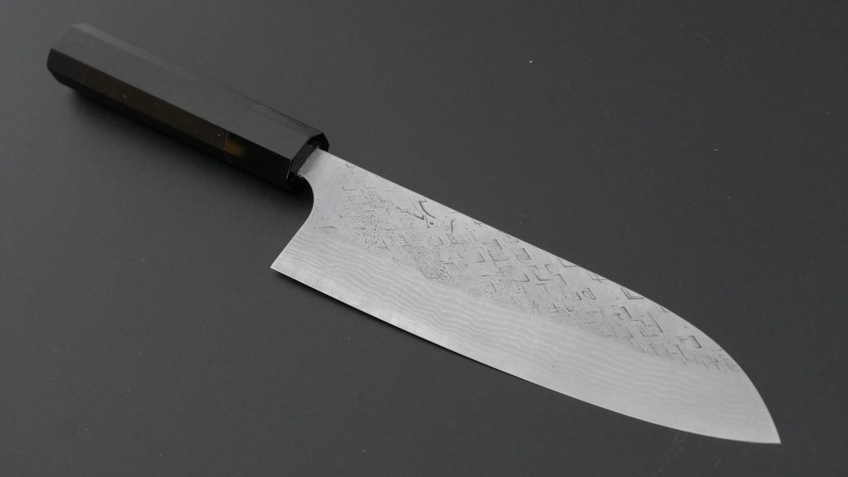 Hitohira Echizen Forged VG XEOS Santoku 165mm Ebony Handle