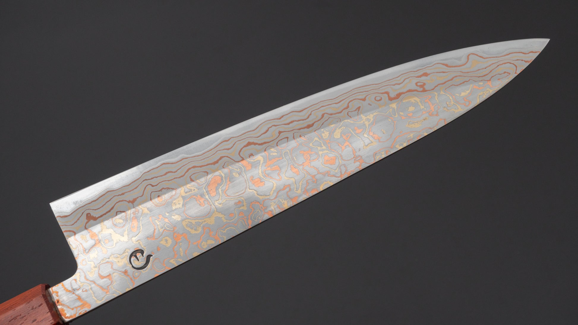 Hitohira Hinode Custom V-toku Rainbow Damascus Gyuto 240mm Padauk Handle