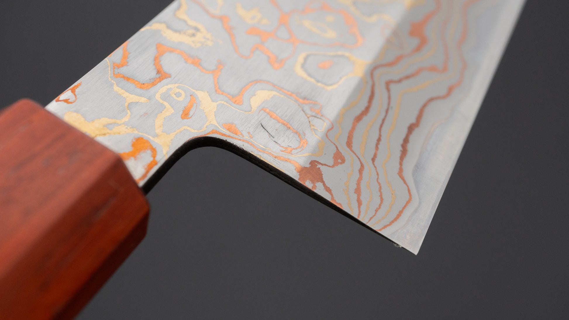 Hitohira Hinode Custom V-toku Rainbow Damascus Gyuto 240mm Padauk Handle