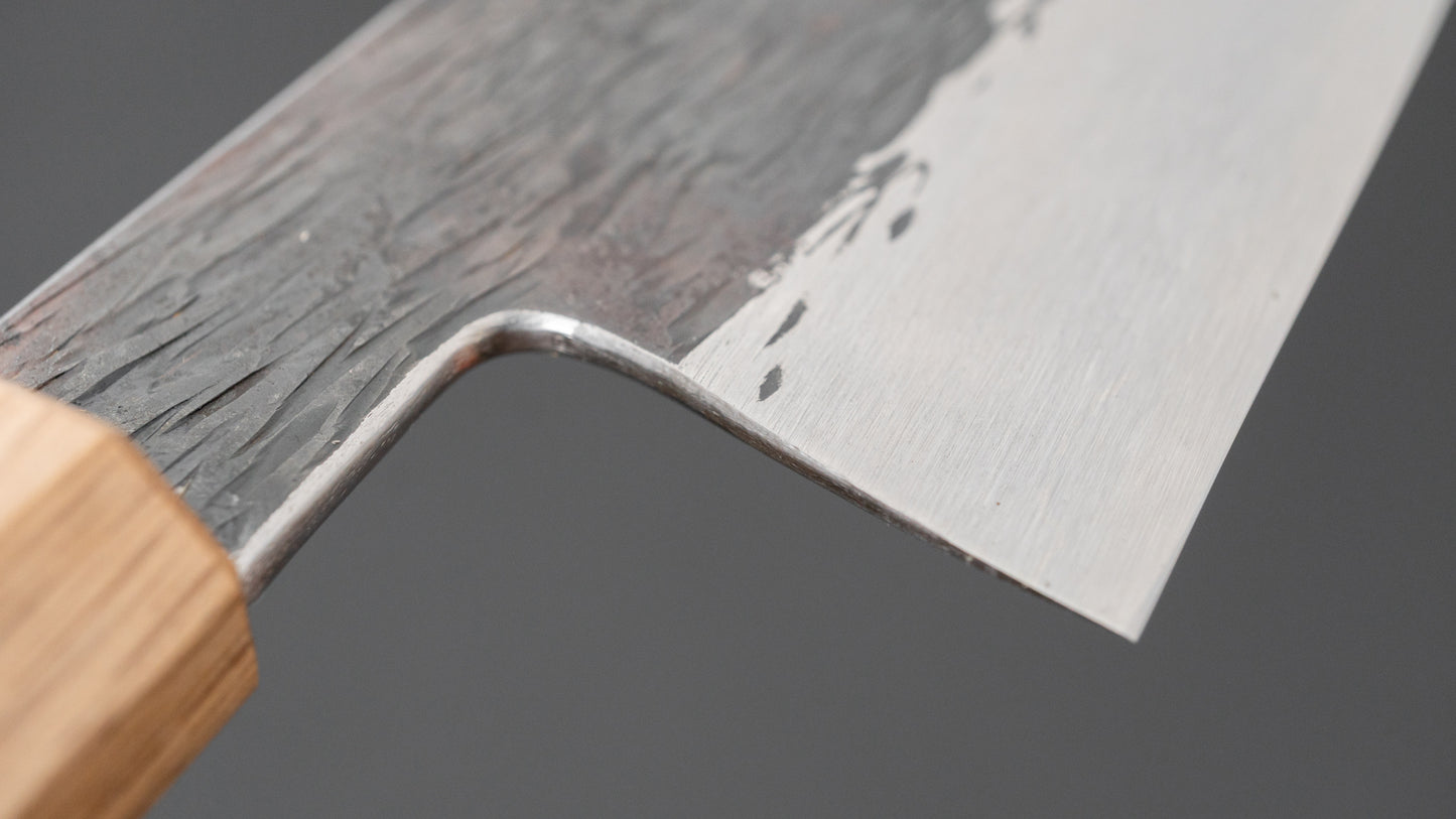 Isamitsu White #1 Stainless Clad Kurouchi Santoku 180mm Rosewood Handle