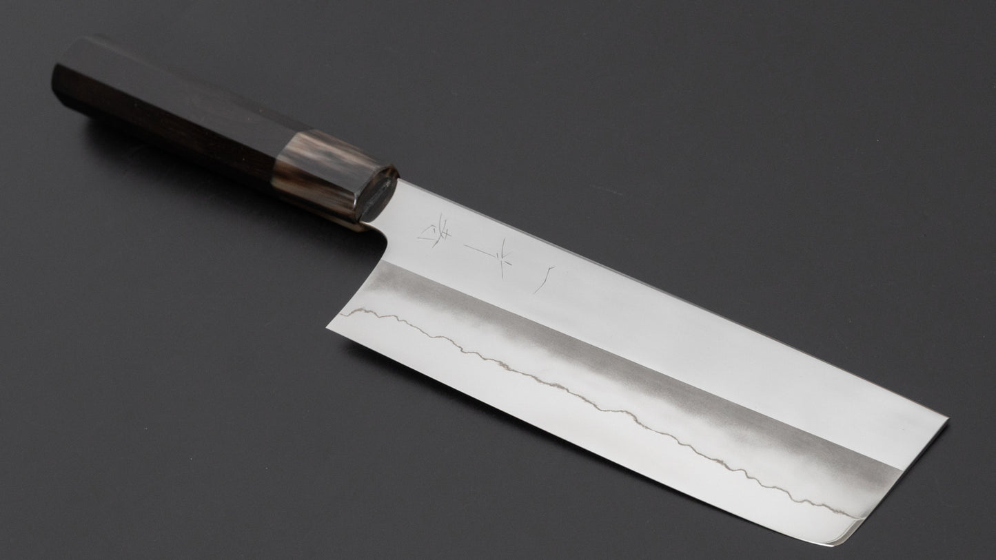 Hitohira Kikuchiyo Rou Silver #3 Mirror Polished Nakiri Ebony Handle