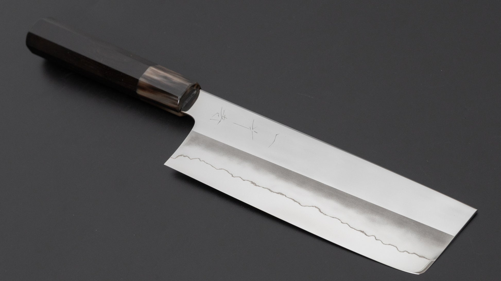 Hitohira Kikuchiyo Rou Silver #3 Mirror Polished Nakiri Ebony Handle