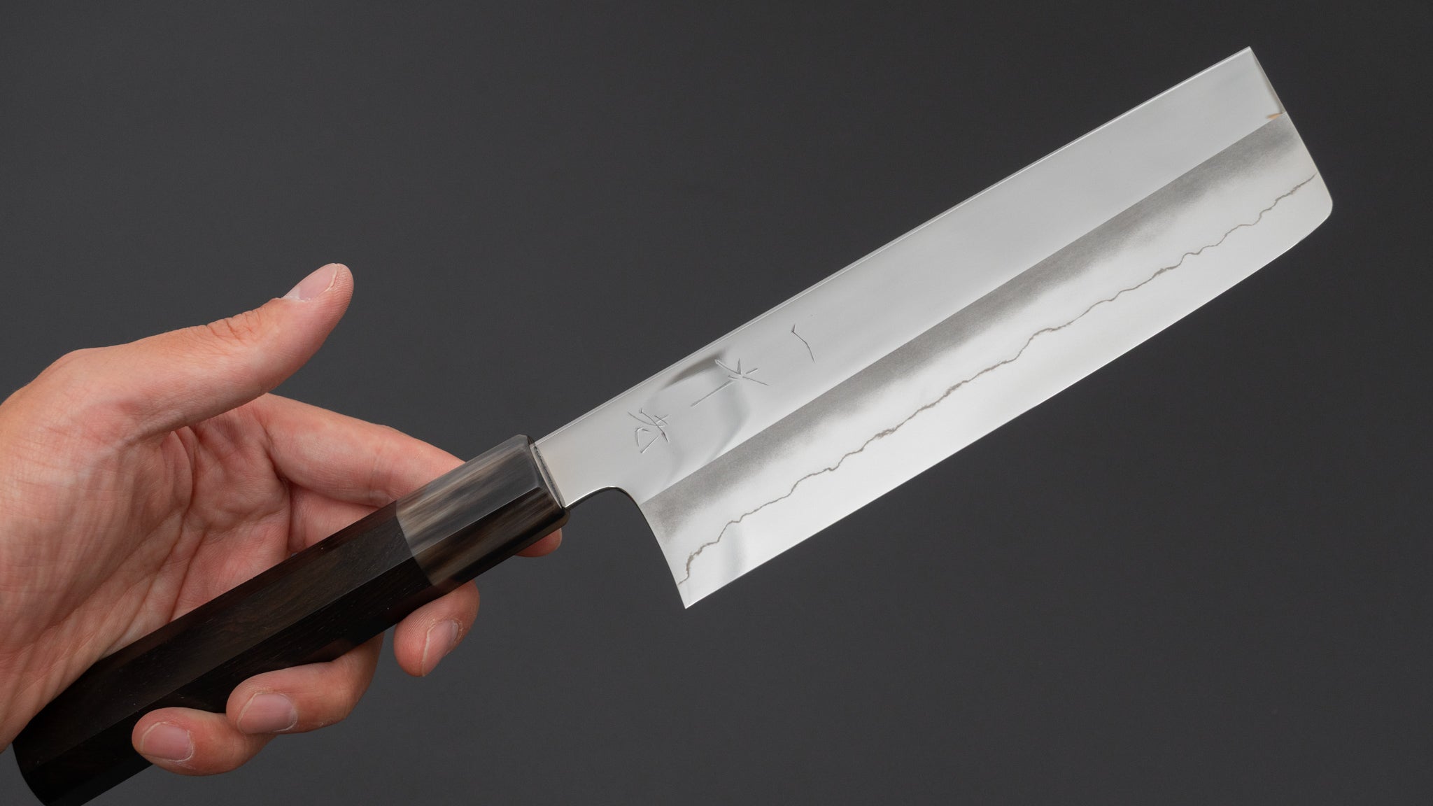 Hitohira Nakagawa Rou Silver #3 Mirror Polished Nakiri Ebony